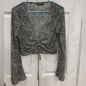 Cheetah-Print V-Neck Blouse